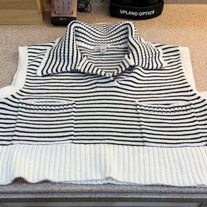 cropped Striped Black and White Sweater Vest